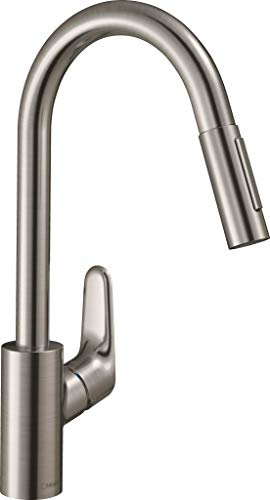 Hansgrohe 73880800 M41 Grifo de Cocina con Ducha extraíble y sBox, Acero, Auslaufhöhe 240mm