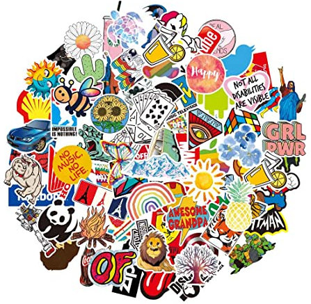 Laptop Stickers Variety Mixed Pack 100pcs for Adults Teens Boys Girls, Cute, Aesthetic, Cool, Vinyl Stickers Decal for Laptop Water Bottle Computer Bike Luggage Car Phone Helmet Skateboard