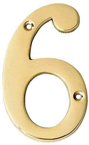 Motif 4-Inch Solid Brass Lacquered Polished Mailbox Numbers House Numbers For Outside, Address Plaques for House Numbers, Outdoor Decor (Number 6)