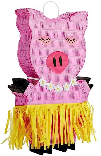 Pig Pinata for Tropical Birthday Party Decorations and Hawaiian Luau Party Supplies (Small, 42 x 25.4 x 7.6 cm)