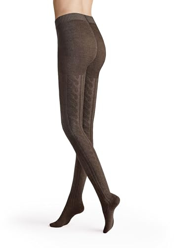 0 WINTER PLAIT SH, Collants tricot femme Femme, Brownmel.,