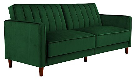 Dorel Pin Tufted Transitional Futon Sofa Bed - Green Velvet