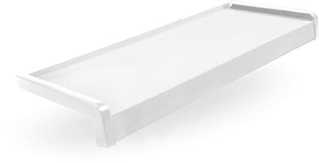 Seiletech.de Fensterbank Stahl + Pulverbeschichtet | 100 cm | Weiss RAL 9016 | Tiefe 20 cm | Wetterfest | Inkl. PVC Endkappen | Fensterbrett | Aussenfensterbank | Outdoor | Fenstersims | Aussen