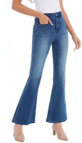 s.lemon Jeans Acampanados Mujer, Elasticos Tiro Alto Bootcut Vaqueros Flarec XL