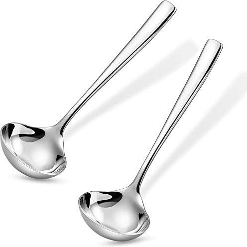 KEAWELL Louis 7.5 Inches Gravy Ladle, 18/10 Stainless Steel Mini Ladle, Dishwasher Safe (2)