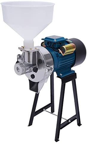 110V 2200W Electric Grain Mill Grinder Machine Wet and Dry Mill Machine W/Funnel Feed Soymilk Wheat Cereals Grinder Flour Mill Grinder for Home and Commercial Use Grinding Machine
