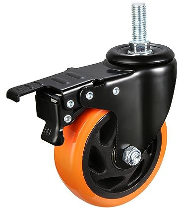 VEVOR 4er Set Transportrollen 101,6mm Schwerlastrollen mit Bremse, Tragfähigkeit bis zu 200kg, Lenkrollen für innen und außen, Industrierollen mit Doppelkugellager, Möbelrollen, Laufrollen, Bockrollen