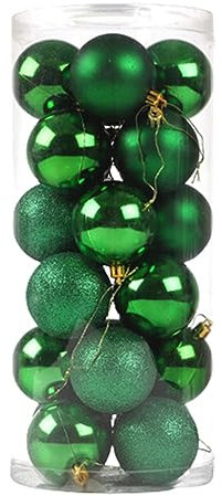 Susenstone Lot de 24 Boules de Noel Décorations pour Arbres de Noël Boules Sapin de Noel en Or Rouge, adaptées à l'intérieur et à l'extérieur,Pendentifs pour Sapin de Noël