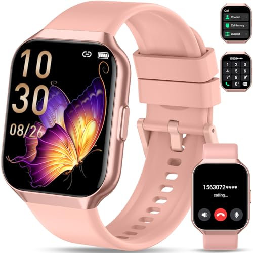 Reloj Inteligente Mujer Hombre, 1,96 Bluetooth Smartwatch con 110+ Modos Deportivos, Impermeable IP68, Smart Watch Pulsómetro, Monitor de Sueño, Podómetro, Pulsera Actividad para iOS Android, Rosa