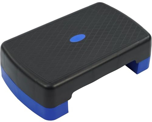 Fitvids - Piattaforma step per allenamento aerobico da 45,7 cm, con 2 rialzi e piattaforma leggera e portatile, altezza regolabile 8 cm e 14 cm, per palestra domestica, nero e blu