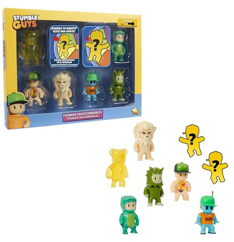 Bizak Stumble Guys Pack 8 Figuras de acción T-Rex Guy + Robot Guy, Personajes para coleccionar, Licencia Oficial del Videojuego de derribos, Adultos Fans y niños o niñas +8 años (64112072-6)
