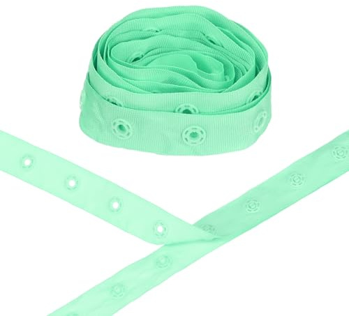 M METERXITY Plastic Snap Buttons, 2 Yards Plastic Snaps, Polyester Tape Hook & Eye Zipper Popper Press Stud Fastener for Sewing/Clothes/Fabric/DIY Craft [Grass Green, 25mm Spacing]