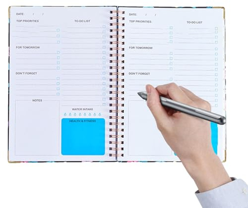 Bloc de notas genérico de lista de tareas que hacer, libreta de notas, planificador diario A5 | Organizador de lista de verificación de tareas, planificador multifuncional, cuaderno de notas
