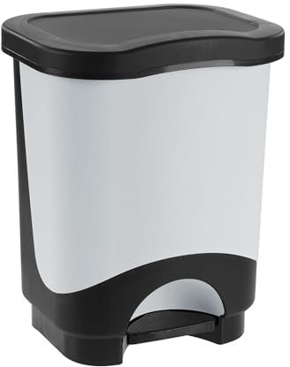 Sicignano | Pattumiera a Pedale Multiuso – Cestino della Spazzatura Raccolta Differenziata, Moderno, Facile Apertura – Ideale per Casa Ufficio Bagno Cucina (Nero/Grigio Chiaro, 18 L)