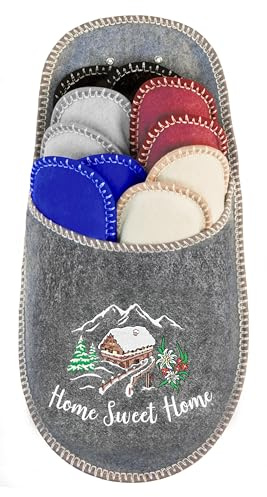 BOOTSY® Pantofole per ospiti - Motivo Benvenuto Cervo (5 Paia) • Pantofole in feltro per visitatori • Ciabatte per ospiti unisex • Taglie 35/38, 38/40, 41/43, 44/45 • Con borsa porta scarpe