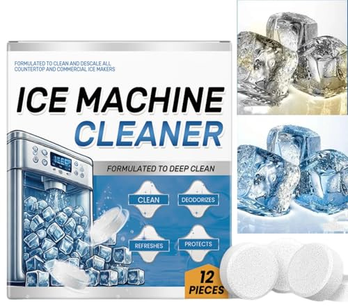 12pcs Ice Machine Cleaner Maker Descaler,Ice Machine Clea/ning Ta/blets,Cl/ean Tablet/s for Ice Makers,Ic/e Mac/hine Clean/er,Ice Machi/ne Cleaner Deep Clea/n,Descaling Table/ts,Limescale Remover