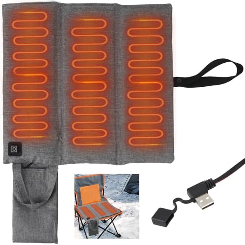 BIZOI Heated Seat Cushion, 40 x 40CM Foldable Heated Seat Pad, USB Heated Seat Cover, Portable Heated Cushion with 3 Temperature Levels & Auto Shut Off for Outdoor Stadium Camping Office
