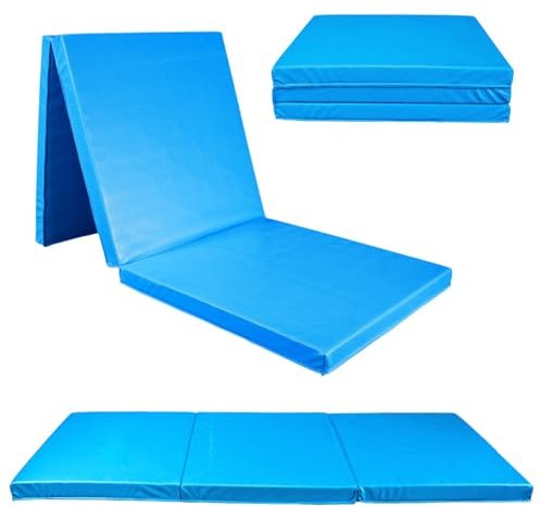 FIXKRAFT Faltbare Turnmatte 180x60 Weichbodenmatte Klappbar Dicke Gymnastikmatte 5 cm Sportmatte Fitnessmatte Rutschfest Yogamatte für Zuhause & Reise Klappmatratze (Blau)