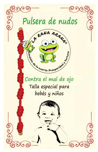 LA RANA ARANA - Bracciale 7 nodi rosso per neonati e bambini - Filo rosso protezione energia negativa contro il malocchio - Amuleto per buona fortuna - Taglia piccola, Desde 8 cm a 18 cm, Nylon, 0
