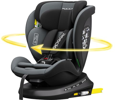 Reecle I-Size Silla de Coche Giratoria 360 con ISOFIX, 40-150cm