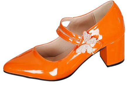 Chaussures de danse traditionnelles élégantes à talon bloc pour femme - Chaussures de mariée - Ballerines à talon épais - Boucle
