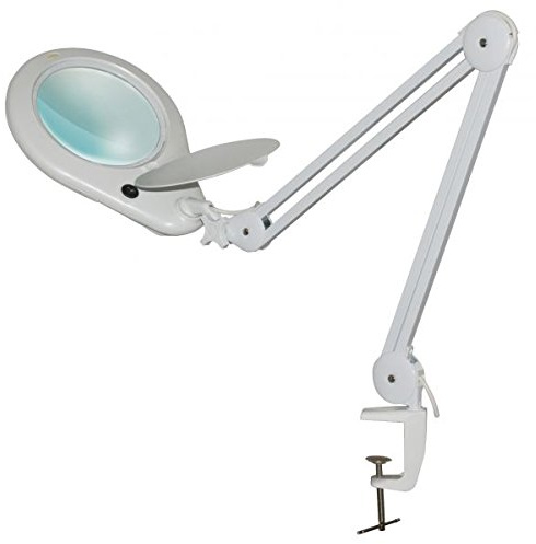 Electris - Lámpara led con lupa (108 ledes, 5 dioptrías, lente de 177 mm, 7 W, 230 V, con tornillo para fijar), color blanco