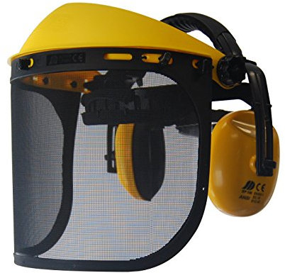 OZAKI - Visière De Protection Grillagée Pro & Casque Anti Bruit Intégré - Modèle Professionnel - Extra Large - Classe F 45m/s - Débroussailleuse & Bricolage