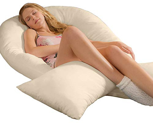 Traumreiter Visco XXL Seitenschläferkissen mit Bezug Baumwolle rauchgrau, Hybrid Kissen + 1cm Memory Foam. U förmiges Schwangerschaftskissen Gel Body Pillow - Lagerungskissen Ergonomie Zertifiziert