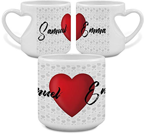 Taza Personalizada de San Valentín. Regalos Originales para Parejas. Tazas con Texto. Personalizar con Frases Románticas. Detalles para Regalar a Tu Novio o Novia. Taza con Corazón. I LOVE YOU