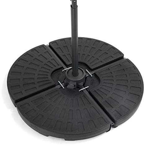 CHRISTOW Cantilever Banana Parasol Base 66kg, Garden Patio Umbrella Weights, Heavy Duty Weather-Resistant Resin, Fillable with Water or Sand, 4 Sections, Fits 4.5cm to 6cm Cross Bases