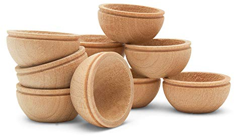Woodpeckers Unfinished Wood Mini Bowl, 3/4 inch, Perfect for Scale Models, Dollhouse Dishes, Wood Craft Projects, and Sorting Activity, Pack of 50