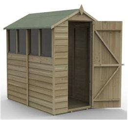 Forest Garden 4LIFE Apex Shed 4x6 | Single Door | 4 Windows|25 Year Anti-Rot Guarantee