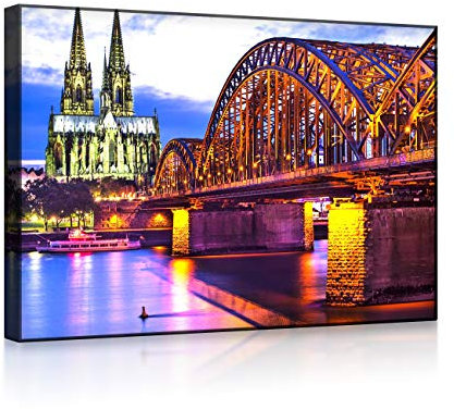 lightbox multicolor | Beleuchtete Wandbilder | Wunderbare Hohenzollernbrücke bei Nacht | 60x40 cm | Front Lighted