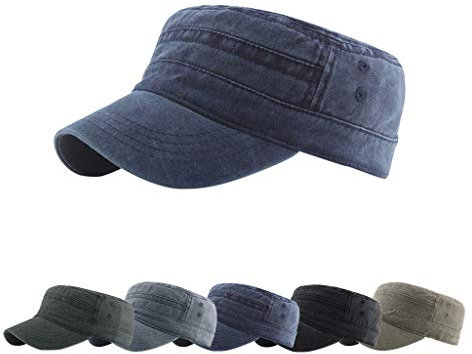 CheChury Unisex Army Militär Cap Baumwolle Baseballmütze Einstellbare Vintage Flat für Wandern und Sport