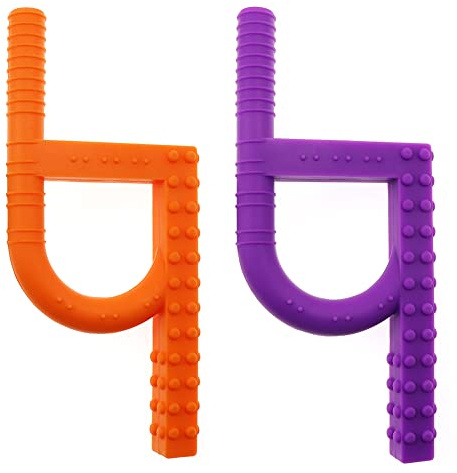 Anneau de Dentition Sensoriel, Aide à la Mastication, pour Autisme, TDAH et Troubles Anxieux(Orange-violet)