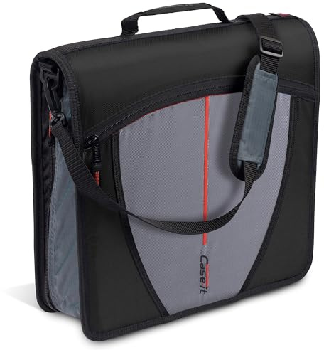 Case-it Mighty Zip Tab School Zipper Binder | 3-Inch O-Rings, 600-Sheet Capacity, 5-Subject Expanding File Folder, Multiple Pockets & Storage Organizer, Shoulder Strap | D-146 Jet Black