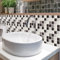 Qiwenr Autoadesivi per Pareti, 10 Pezzi Effetto Pietra, in Buccia e Bastone per Cucina, Piastrelle Adesive Impermeabile, Pannelli da Parete 3D Autoadesivi, Sticktiles Piastrelle (Nero+Bianco+Grigio)