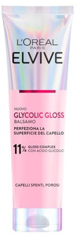L'Oréal Paris Elvive Balsamo Districante, Per Capelli Spenti e Porosi, Capelli Setosi, Con Acido Glicolico, Senza Solfati, Glycolic Gloss, 150 ml