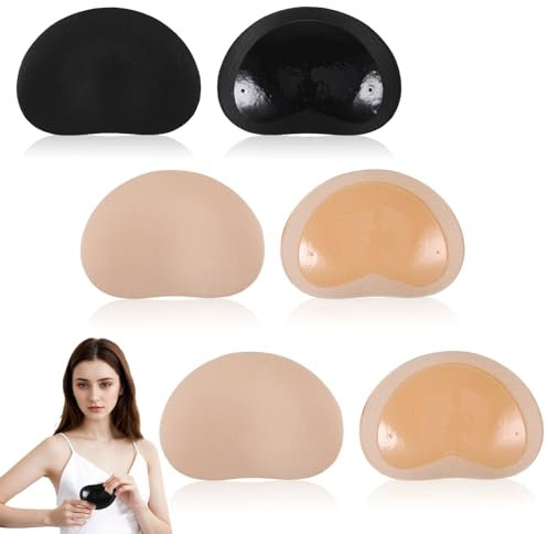 3 Pairs Chicken Fillet Bra Inserts Self-Adhesive Bra Pads Invisible Stick on Silicone Bra Pads Lift Breast Push Up Bra Pads Waterproof Removable Bikini Chicken Fillets Bikini Padding Inserts