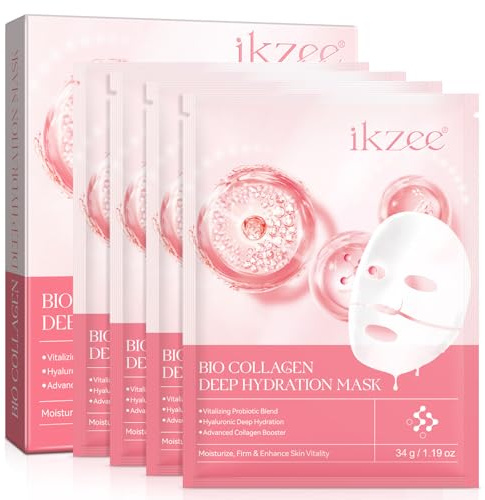 Korean Bio-Collagen Mask, Bio-Collagen Real Deep Mask, Anti-Falten Lifting Overnight Gesichtsmaske, Anti-Wrinkle Lifting Peel off Mask Feuchtigkeitsspendende Gesichtsmaske, 4 Stück