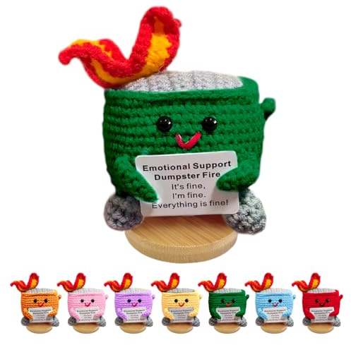Emotional Support Dumpster Fire, Positive Crochet Gifts for Women Coworker