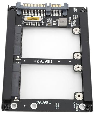 SSD Mounting Bracket, Dual Msata SSD to 2.5inch III Adapter Hard Drive Bay 6Gbps Supports Hot Swap III SSD Adapter Card with Frame Housing for PC