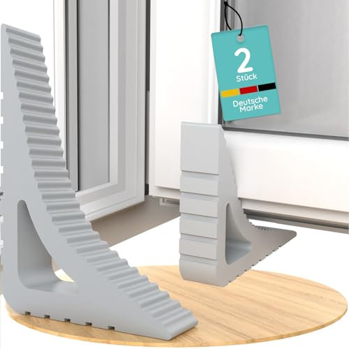 Fensterstopper [2er Set] – Fenster Offenhalter & Fensterkeil zum Lüften – Fensterfeststeller ohne Bohren, Gummi Fensterklammern & Balkontür Stopper – Perfekt als Fenster Stopp