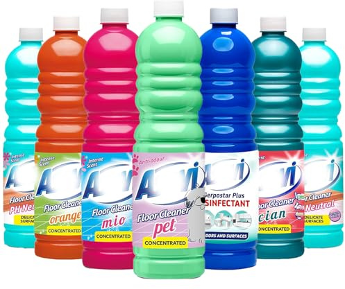 Floor Cleaner 7-in-1 Spanish Cleaning Products Bundle, Concentrated Pet Disinfectant for Home, Office, Bathroom, Toilet & Kitchen, Removes Dirt & Germs, 1L Multi-Surface Cleaner