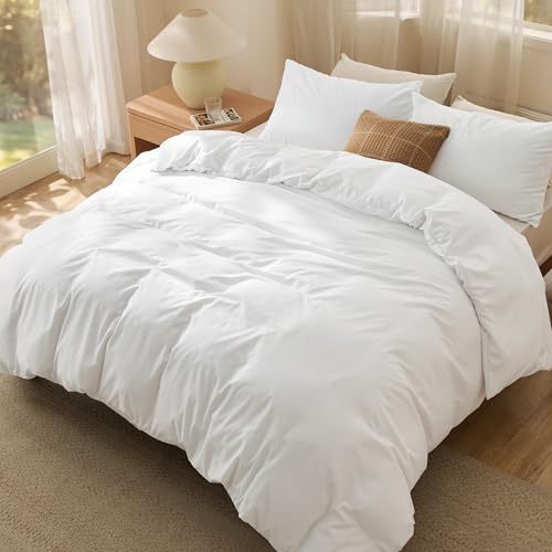 Bedsure Microfibra Ropa de Cama 220x230-3p Blanco, Funda 50x75cm