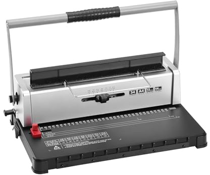 Máquina encuadernadora, Máquina encuadernadora manual con espiral de 34 orificios, perforadora for 120 hojas y lomos de espiral ajustables(Electric 46inch)