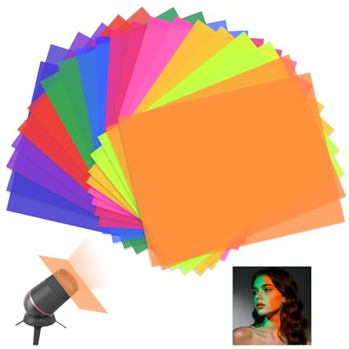20 Pièces Film Filtre Couleurs Gel, Filtres de Correction des Couleur Transparents A4, 10 Couleurs Transparent Film Plastique Feuilles pour Photographie, Vidéo, Décoration de Fête et DIY (20 Pièces)