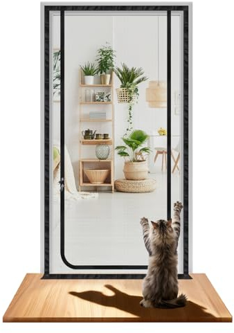 DBREAKS Puerta mosquitera para Gatos, Prueba de rasguños Pantalla de Mascotas con Cremallera Bilateral, para el salón, el Dormitorio, la Cocina, la balcón, 80 cm x 200 cm