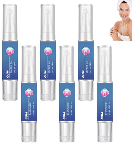 Gel per gengive, gel riparatori e protettivi per denti e gengive, riduzione dell'ingiallimento e cura orale, pulizia dei denti sbiancante, lenitivo e rivitalizzante, alito fresco (6pcs)