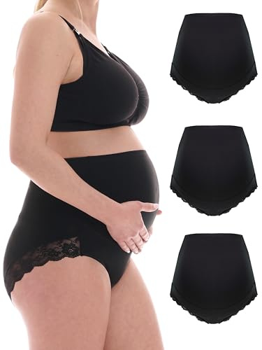 Herzmutter Culotte de Grossesse - sous-vêtements maternité - Culotte maternité Femme - Slip pour Femmes Enceintes - Coton Extensible - 5100